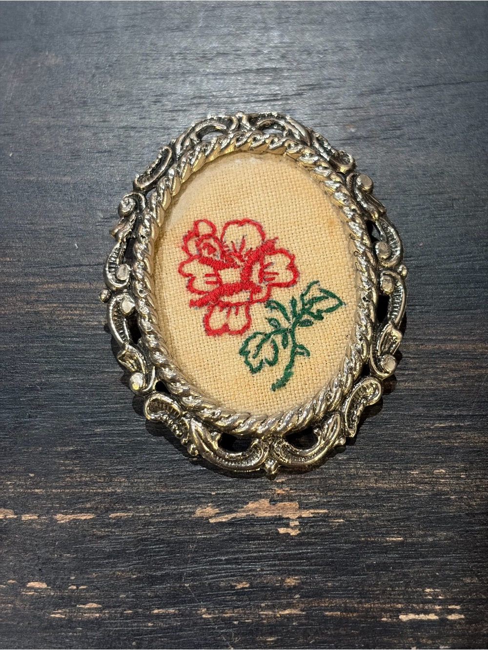 Vintage Embroidered Brooch
